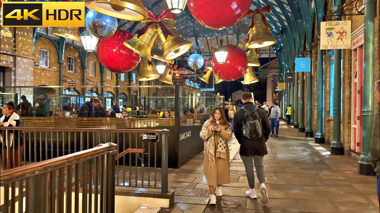 🎄Covent Garden Christmas Lights - 2023 🎅🏼London Christmas Walk [4K HDR]