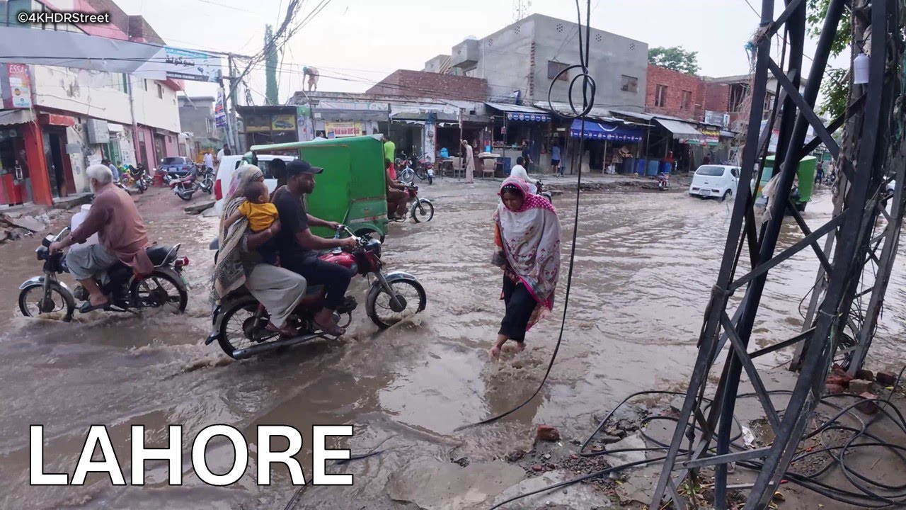 4K HDR Lahore Slum Life After Rain | Johar Town Street Tour