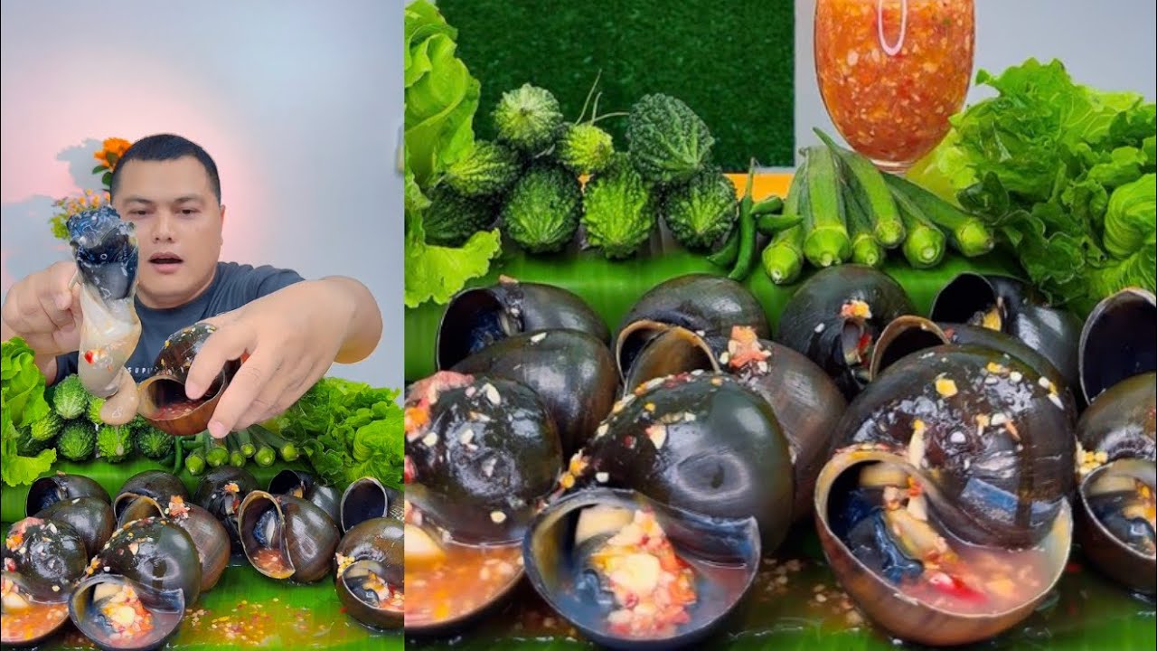 หอยโข่งยักษ์กับน้ำจิ้มซีฟู้ดโคตรเผ็ด แซ่บๆครับพี่น้อง #food #yummy #satisfying 