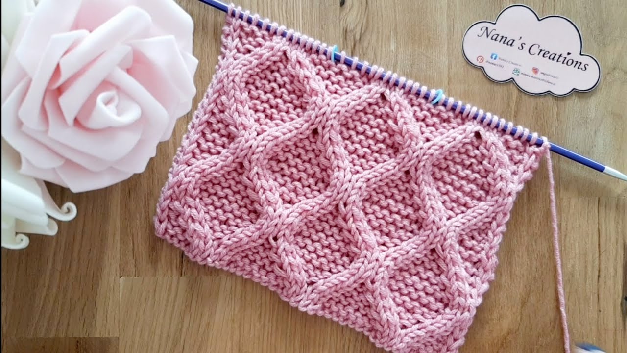 Motivo rombi ai ferri n° 492 / Diamond cable knitting pattern / Rombos a dos agujas