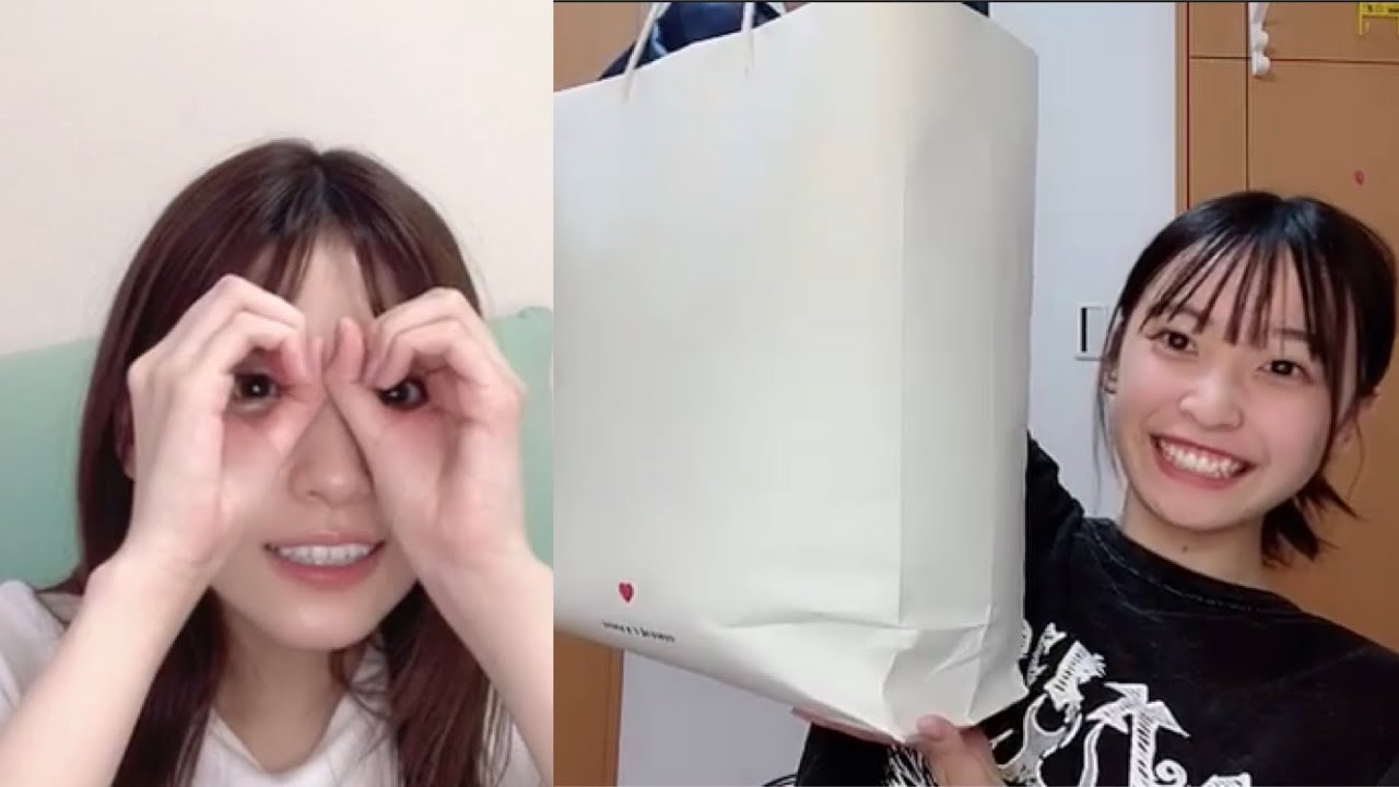 服を貰って大喜びの坂川陽香を見て癒される谷口めぐ