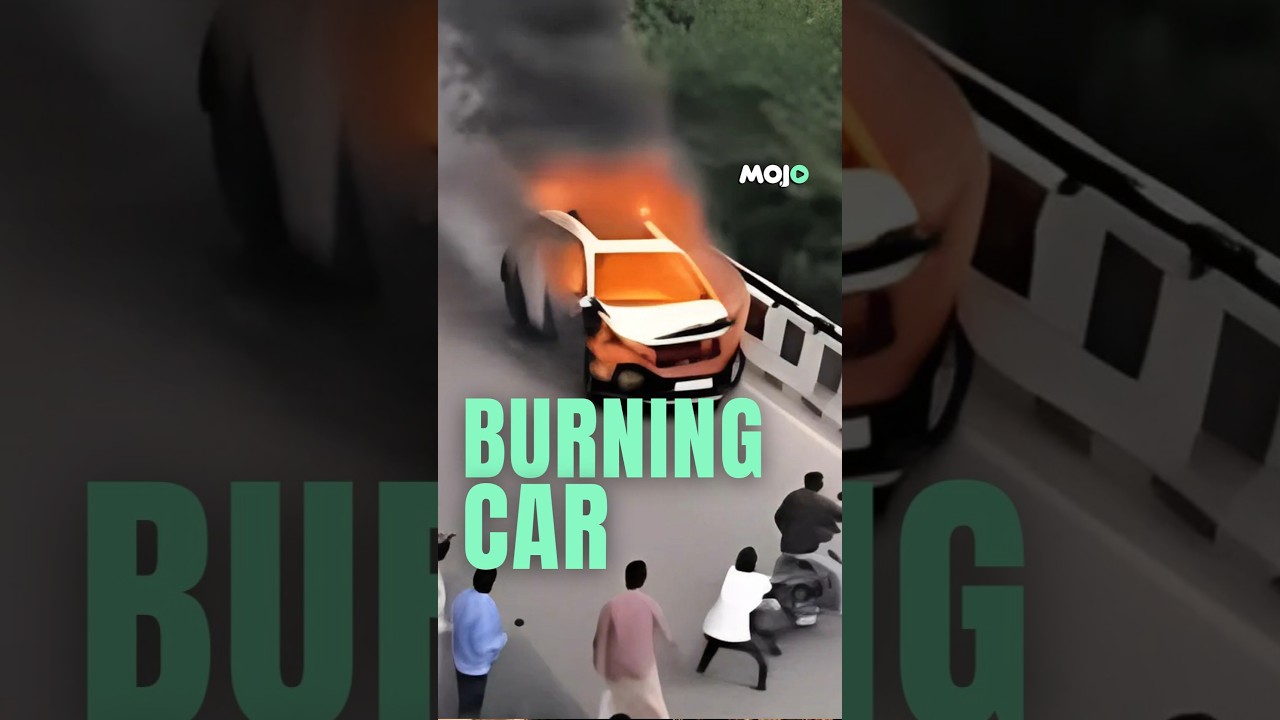 #Watch |  Driverless Car Catches Fire in Jaipur, Speeds Through Busy Road #viralvideo
