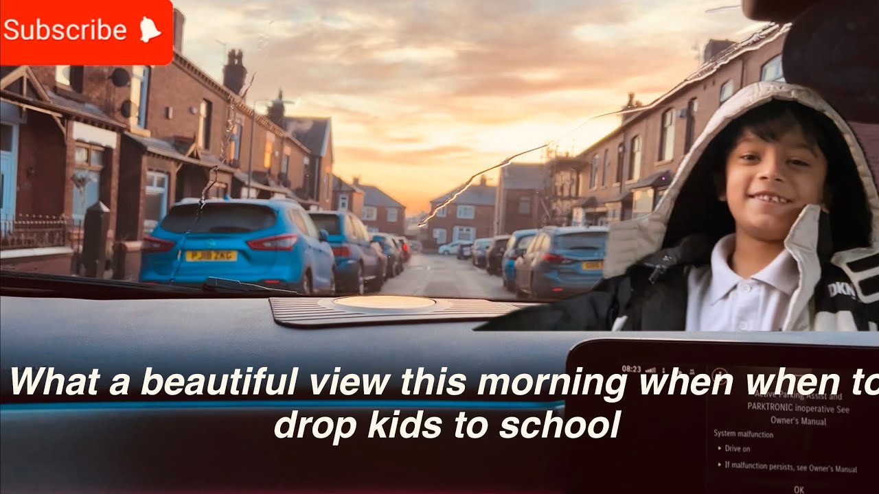 Dropping kids to School in this cold and beautiful morning 