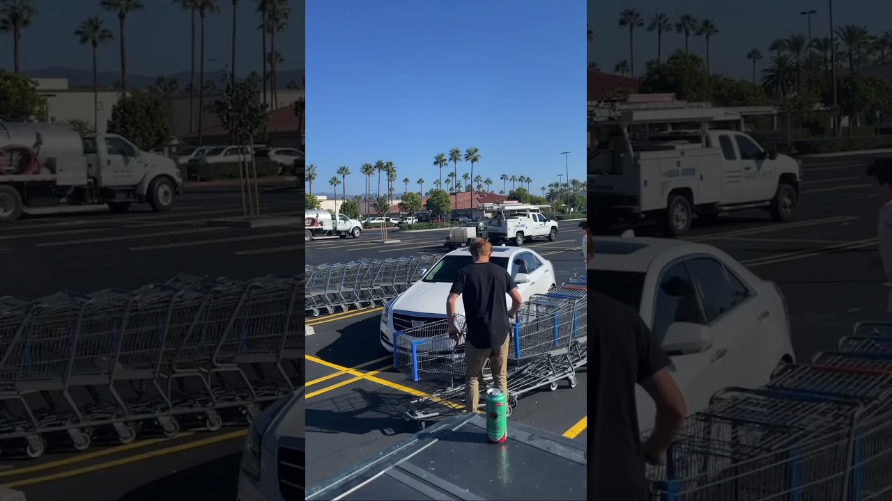 Making a ring of grocery carts around a strangers prank Pt.2!👀#shorts