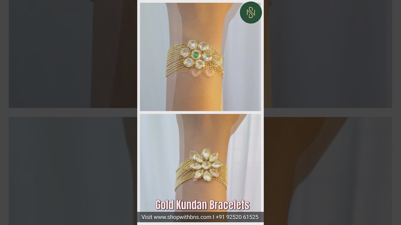 Elevate your elegance with these stunning Gold Kundan Bracelets.