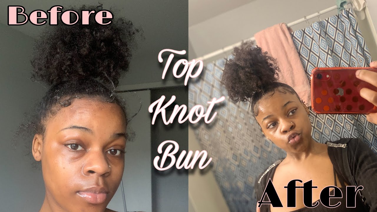 TOP KNOT BUN ON THICK 3C/4A HAIR!
