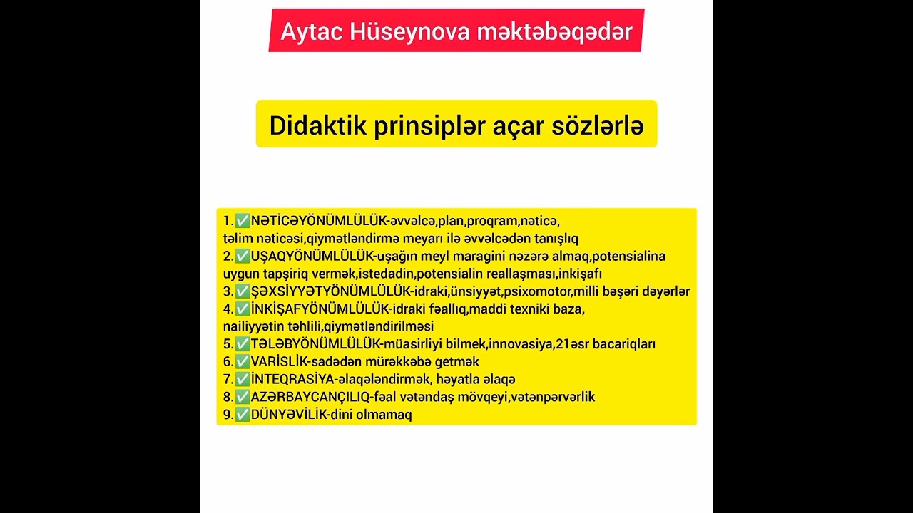 Mövzu 1.Məktəbəqədər təhsilin məqsəd vəzifəsi#Aytac Hüseynova