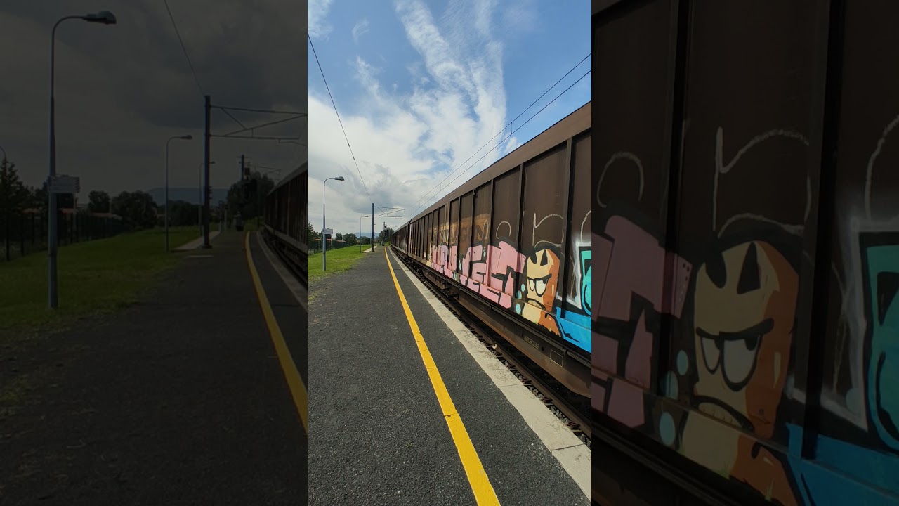 FRET SNCF en gare de Gerzat bb 26000 + couvert transwaggon. + klaxon