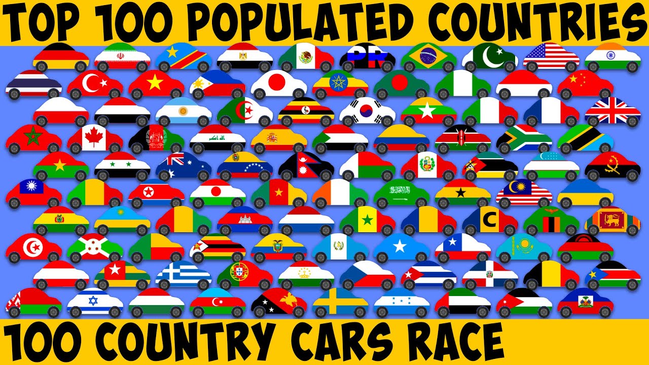 Car Race - Top 100 Populated Countries - Country Cars