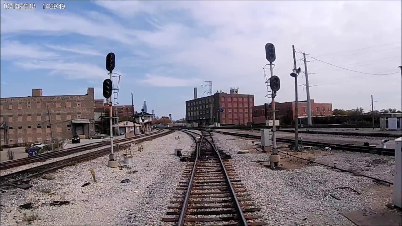 Amtrak Empire Builder Leaving Chicago Private Car Rear Platform View to Glenview IL
