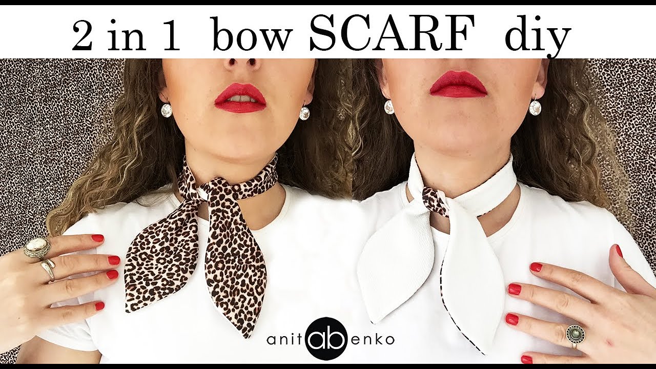 Scarf diy tutorial, Bow tie neck scarf tutorial, French scarf sewing DIY, Bow sewing, Anita Benko