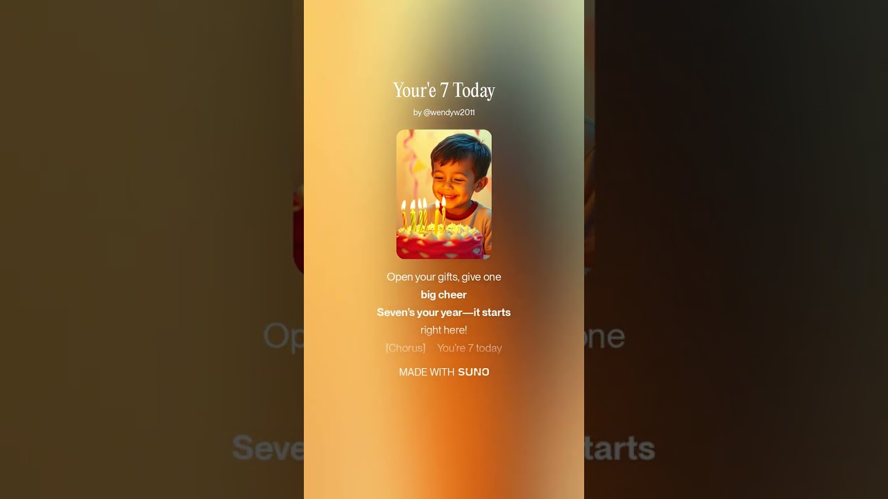 Your'e 7 Today!  #Birthdaypartysong