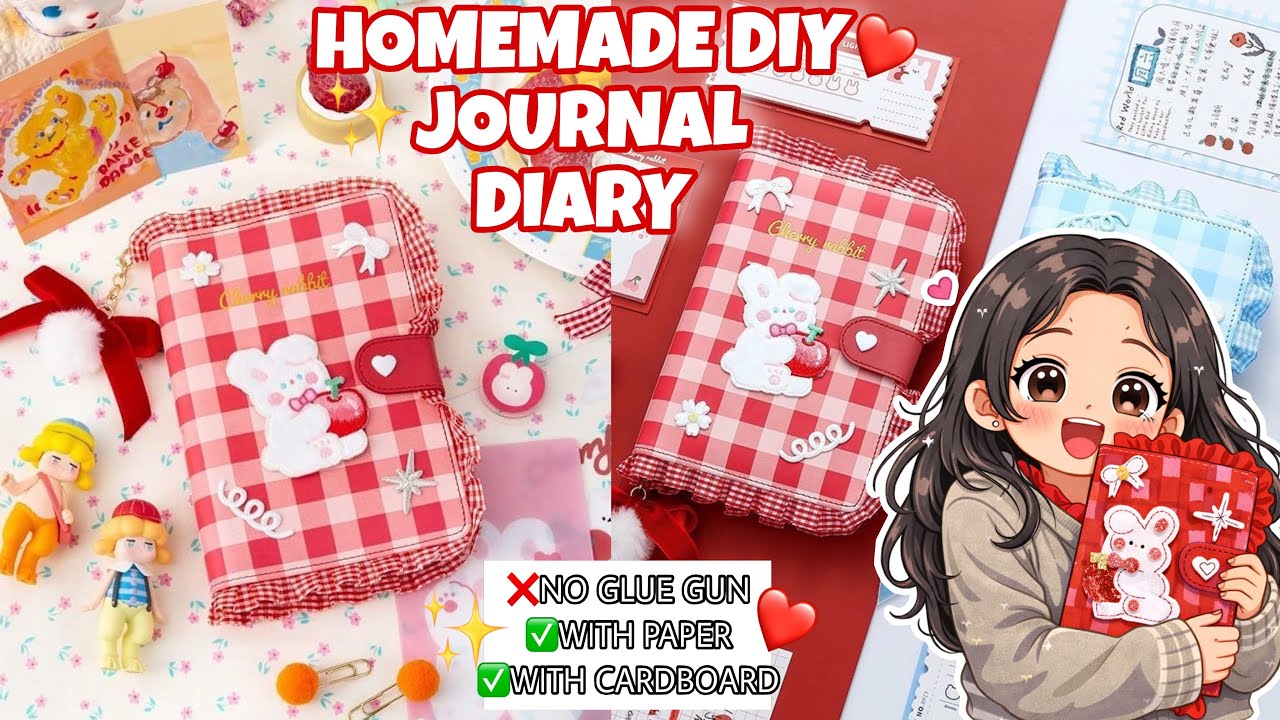 How to make journal diary/ Diy cute diary with paper ❌no glue gun ❌no glue/homemade diy mini diary