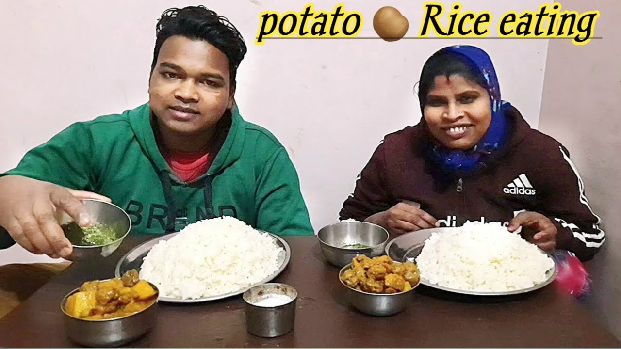 Soya potato curry rice eating | indian eating show | indian food mukbang