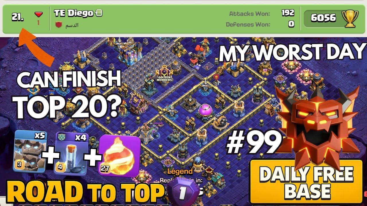 TOP 20 at RISK After a Terrible Day? | FREE TH18 BASE LINK | Daily Ranked Attacks #99