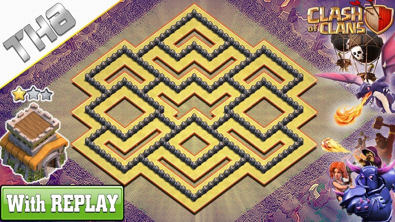 BEST NEW TH8 Base (War/Hybrid) with REPLAY - Clash of Clans