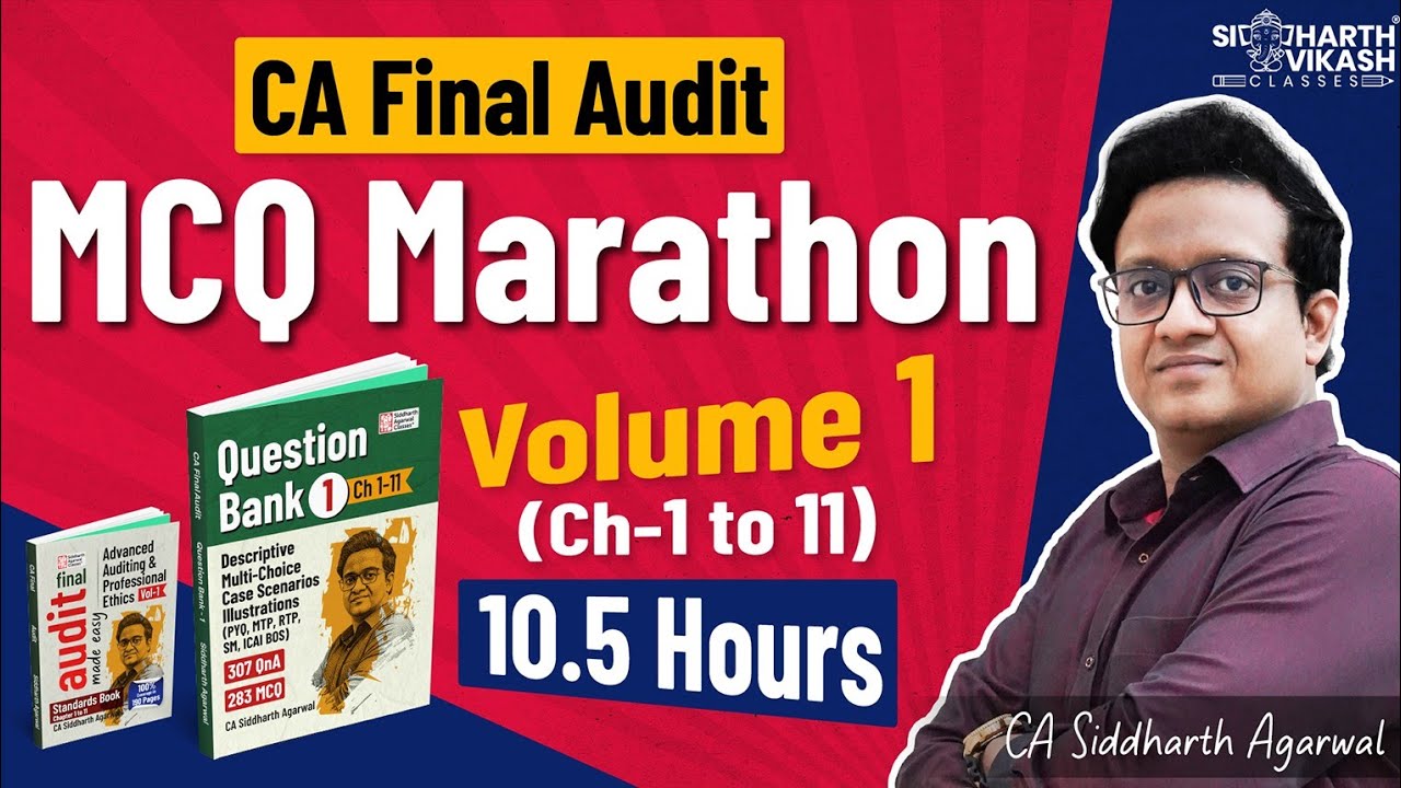 CA Final Audit MCQs Marathon | 10.5 Hours with 148 pages Notes | CA Siddharth Agarwal