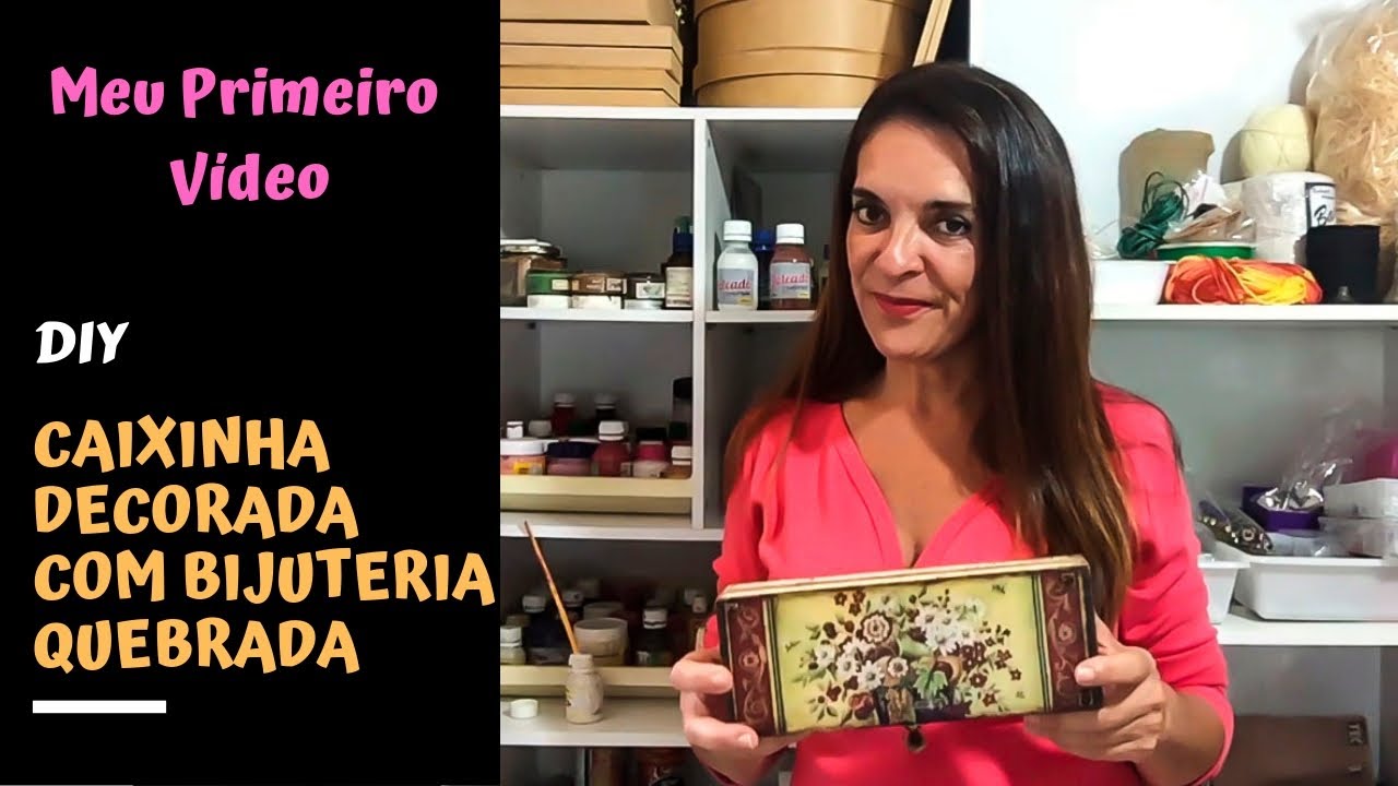 Meu cantinho - Caixa decorada com bijuterias quebradas DIY