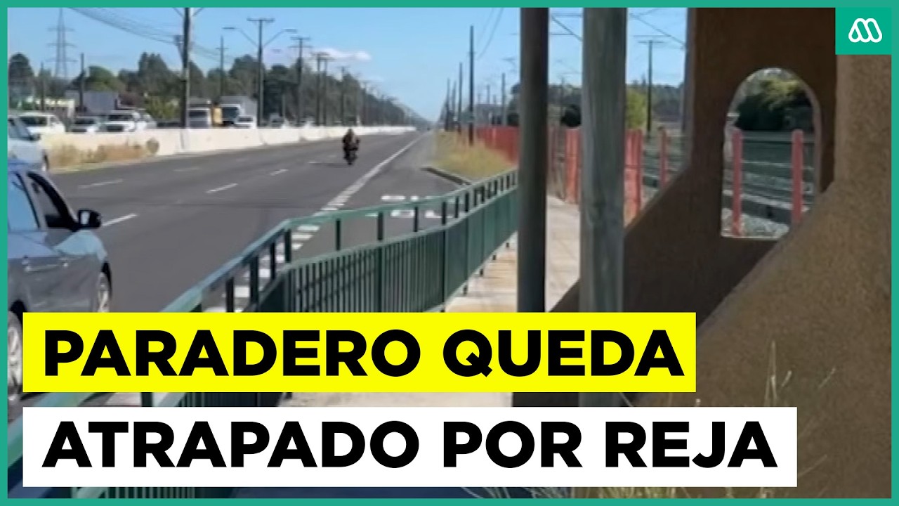 Paradero en la Ruta 160 queda atrapado debido a reja