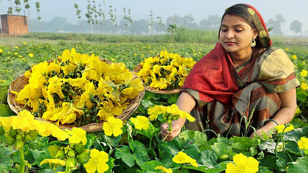 नेनुआ के 🌻फूल की सब्जी और साथ में चावल का 🥞उल्टा खाओगे तो स्वाद महीनो रहेगा याद MORNING ROUTINE 2021