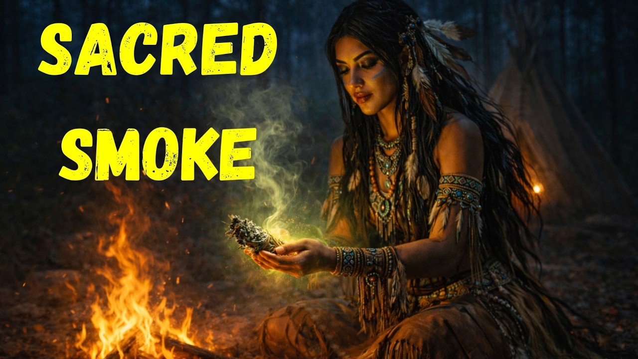 Sacred Smoke Ritual | Shaman Woman Burning Healing Herbs by the Fire (Deep Tribal Music)