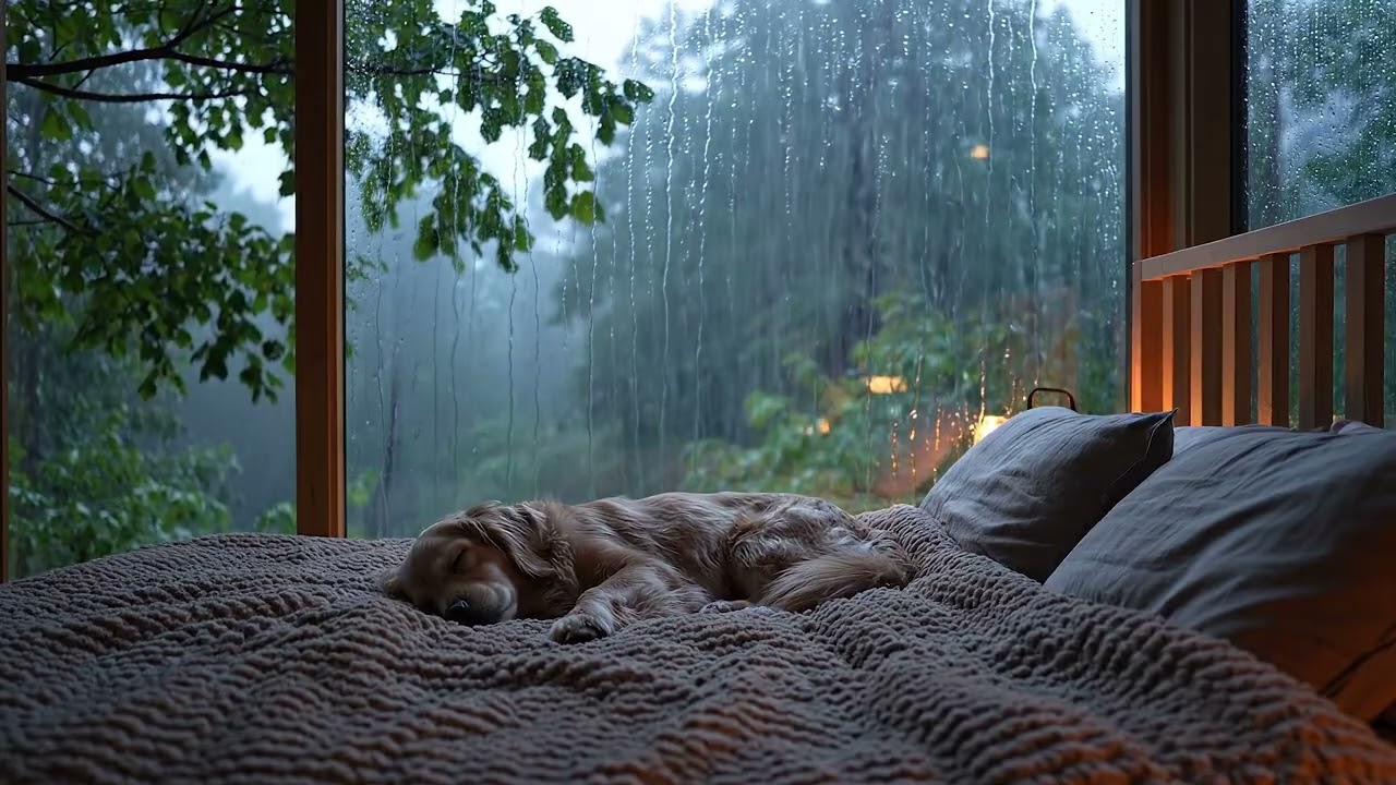 Cozy Cabin Night with a Sleeping Dog | Deep Sleep Music