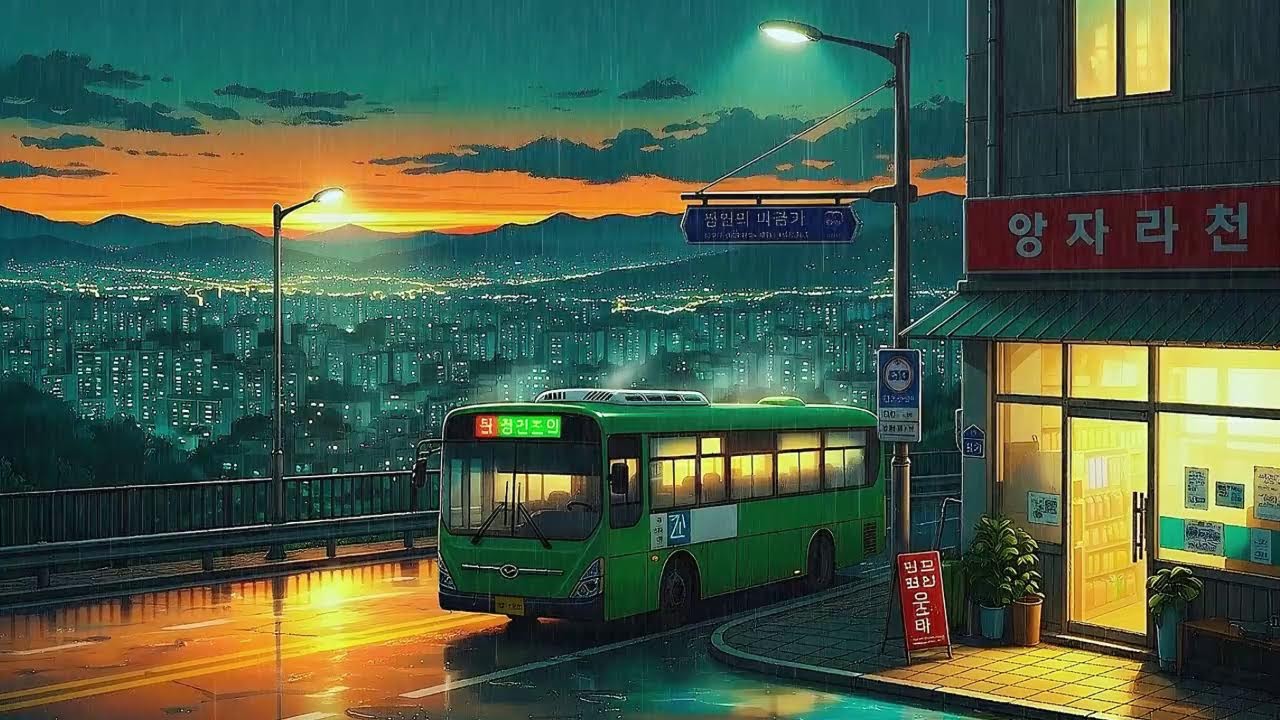 Rain Sounds & Lofi for Long Sessions in a Peaceful Korean Night to Block Distractions 😌