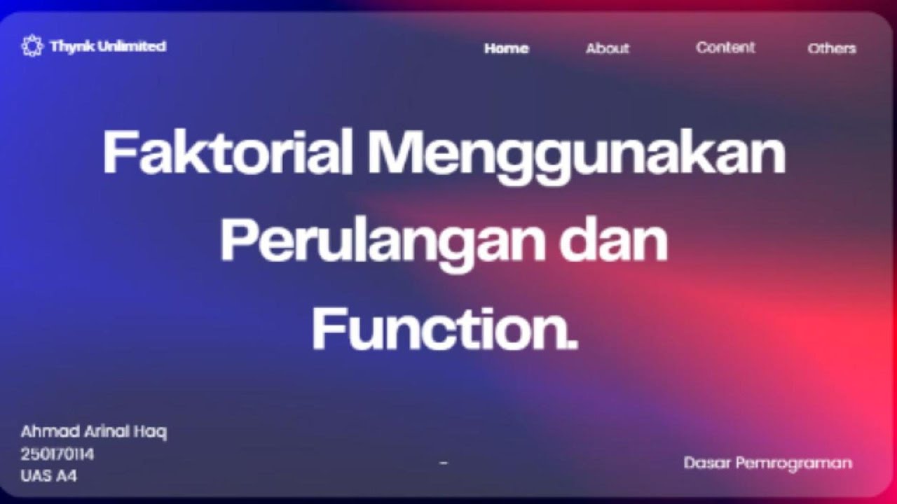 Faktorial Menggunakan Perulangan dan Function