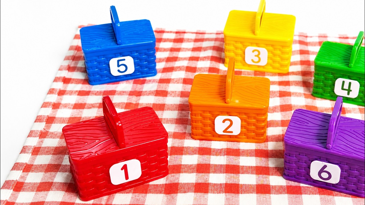 Counting 1 to 6 with Picnic Baskets | Kids Toddler Preschool Learning