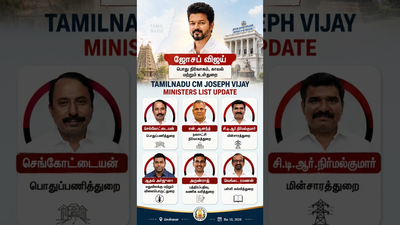&ldquo;CM Vijay அமைச்சரவை 🔥 | TVK Ministers List 2026&rdquo;#TVK #Vijay #CMVijay #TamilNadu #TVK2026