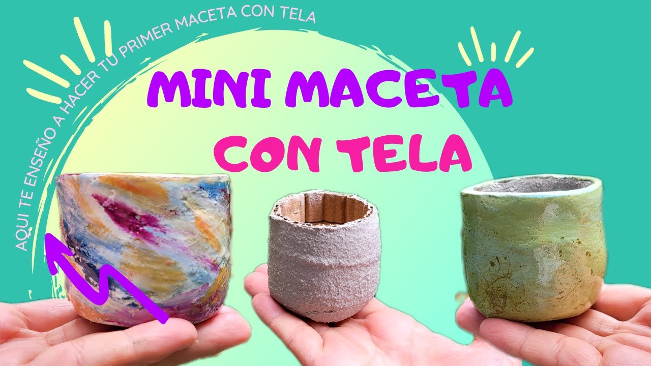 MINI MACETA EN CONCRETO Y SOPORTE DE TELA// Tu primer maceta!