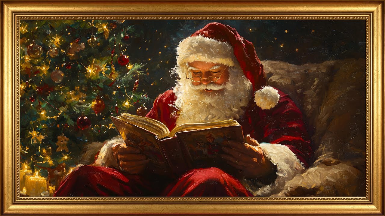 Santa Storytime by Candlelight 🎄 Vintage Cozy Christmas Ambience | 4K Frame TV Art Screensaver