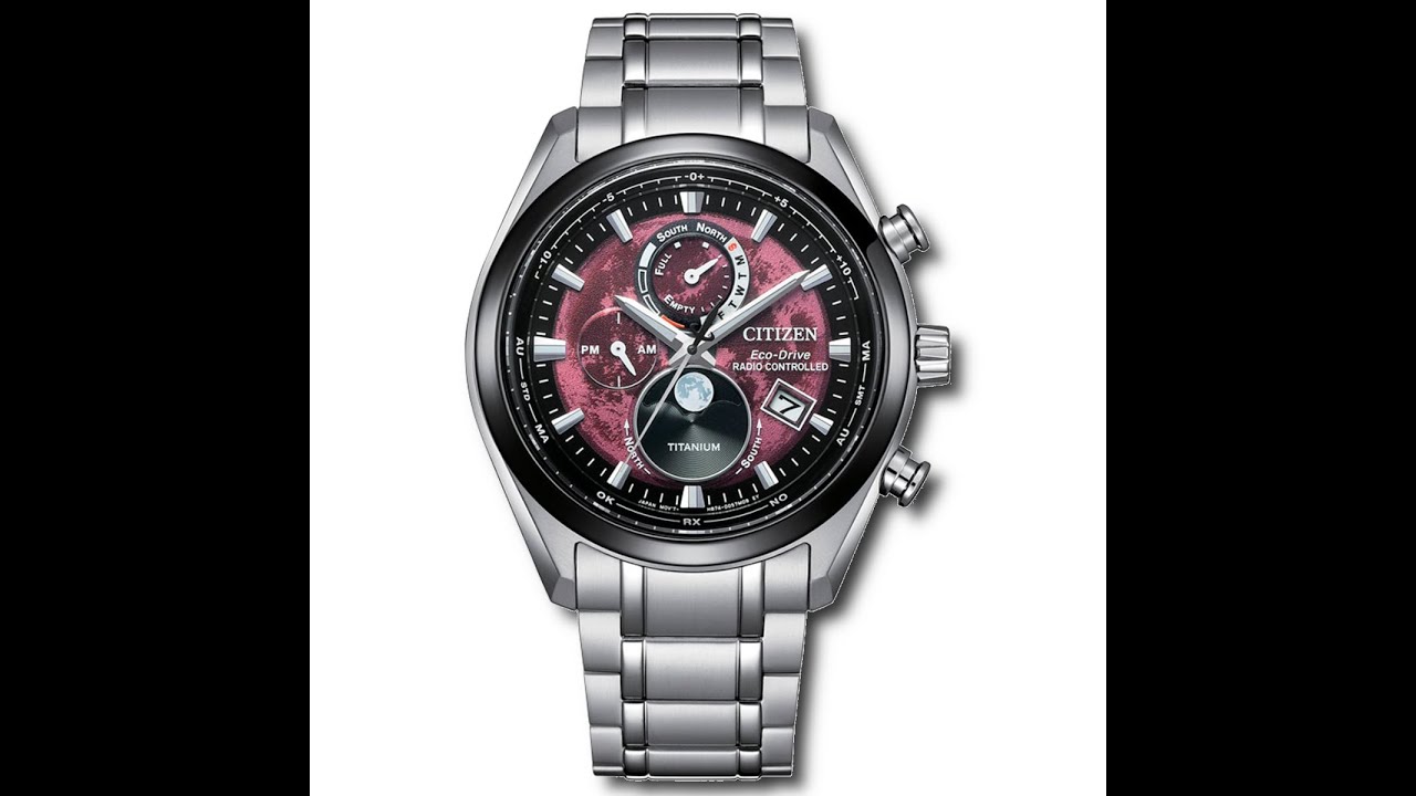 Reloj Citizen Tsuki-yomi Moonphase BY1018-80X, RadioControlado, EcoDrive y Fase lunar, esfera morada