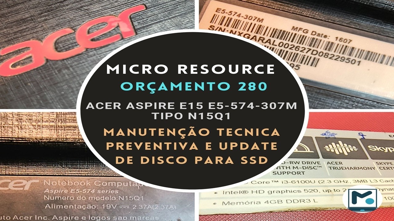 Acer Aspire E15-E5-574-307M tipo N15Q1 - Desmontagem Completa do notebook Vídeo 2 time lapse 😎