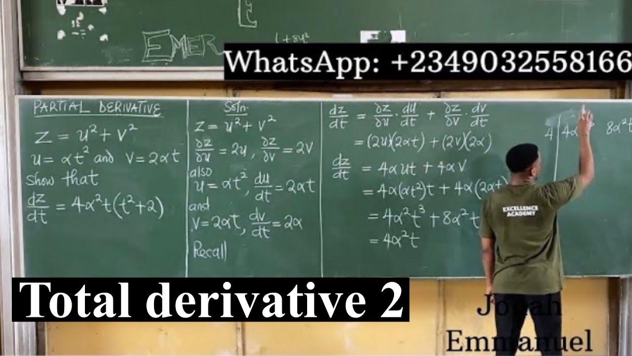 Total Derivative 2 | Total Differentiation example explanation  #jonahemmanuel #excellenceacademy