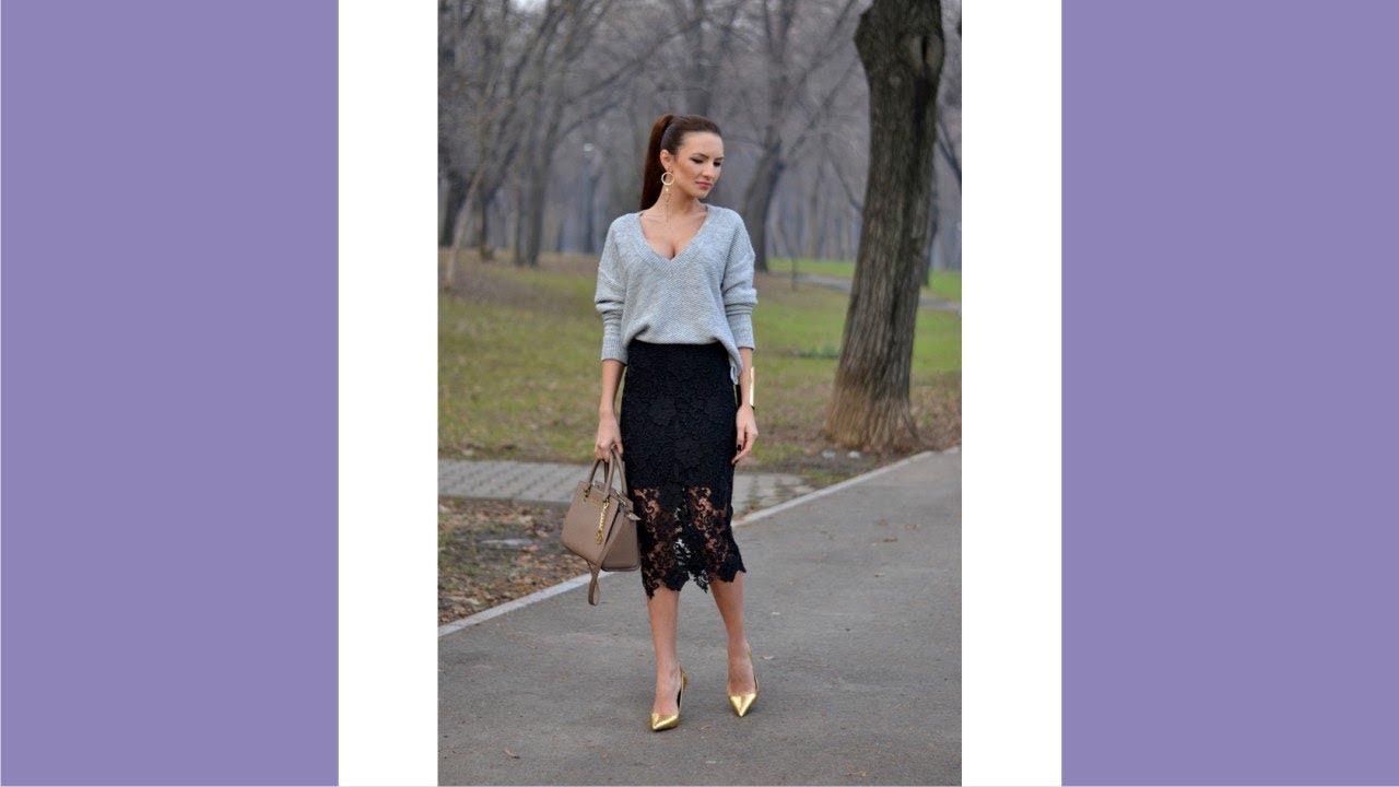 Black Lace Skirt Outfit Ideas