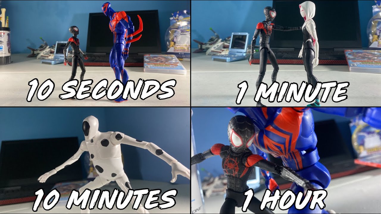 SPEED CHALLENGE: Spider-Verse StopMotion in 10 seconds | 1 minute | 10 minutes | 1 hour