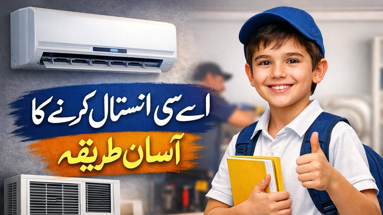 Ac installation install krney ka tarika #funny video of sahiwal#hvactechnician #airconditionerinstal