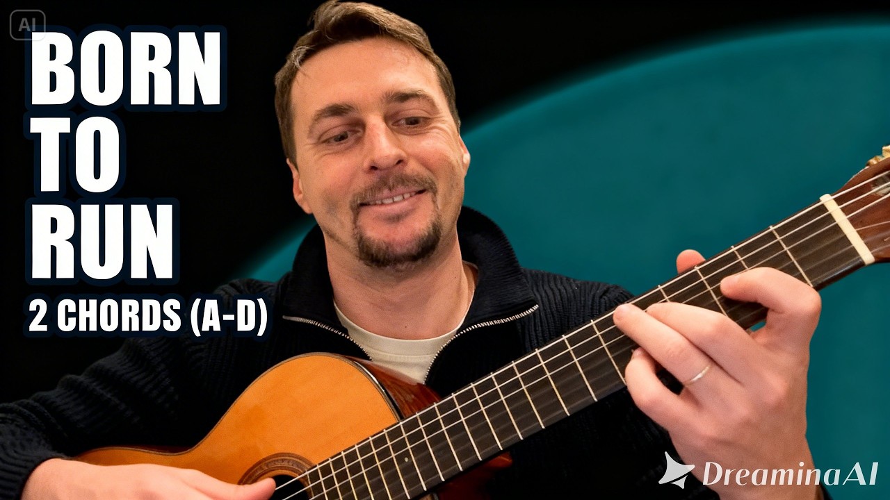 Born to Run | 2 CHORDS A+D | Full Beginner Lesson + Strumming Pattern