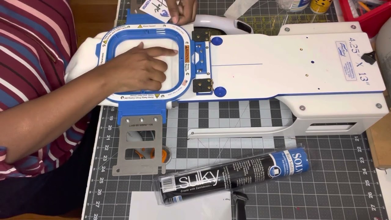 Using mighty hoop adjustable freestyle to embroider a beanie. Janome mb4/mb7