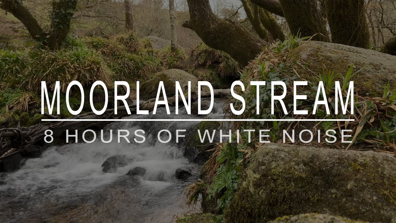 Water running through the rocks on a moorland - 8 hour White Noise