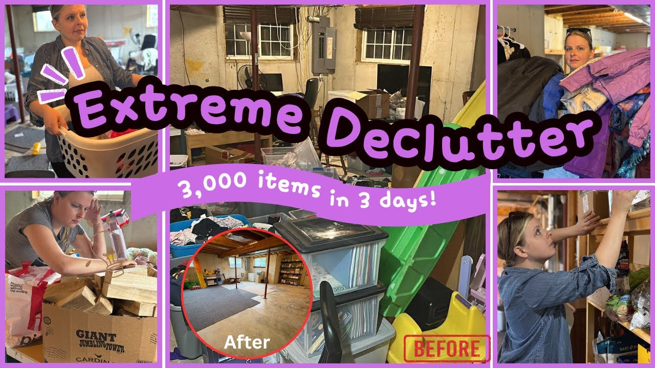 We Decluttered 3,000 Items in 3 Days! 😱 | Extreme Basement Transformation