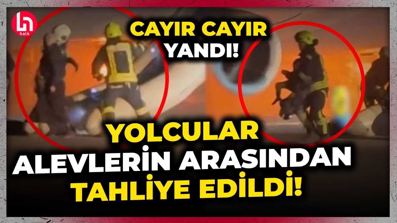Antalya'da faciadan dönüldü! Rus uçağı cayır cayır yandı yolcular alevlerin arasından tahliye edildi