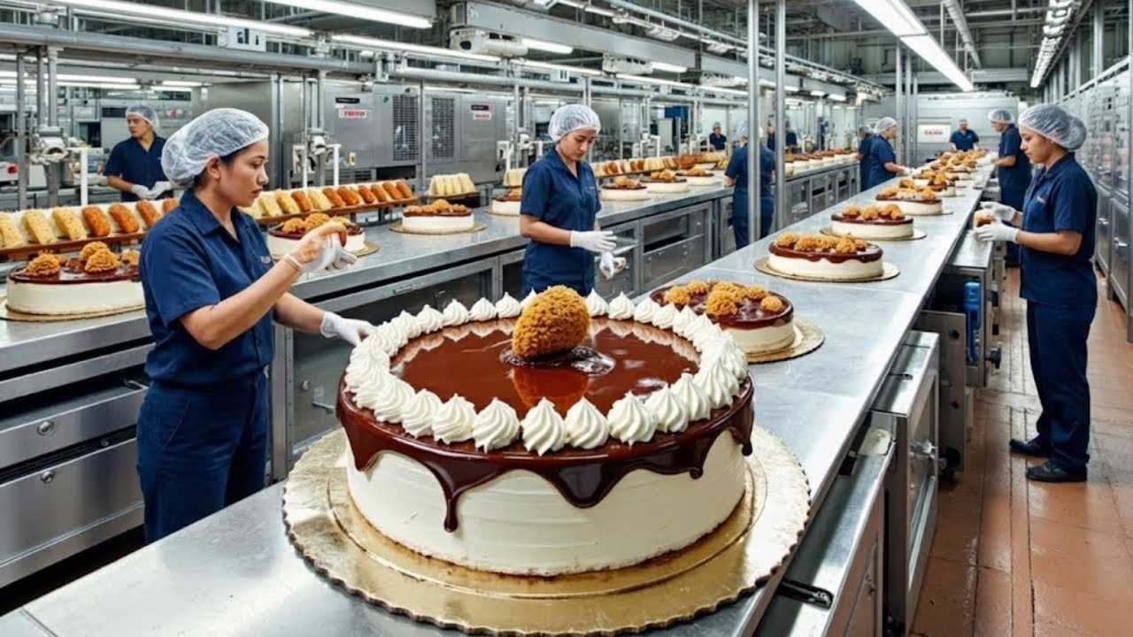 Inside a Hyper-Modern Birthday Cake Factory: Satisfying Robotic Decoration