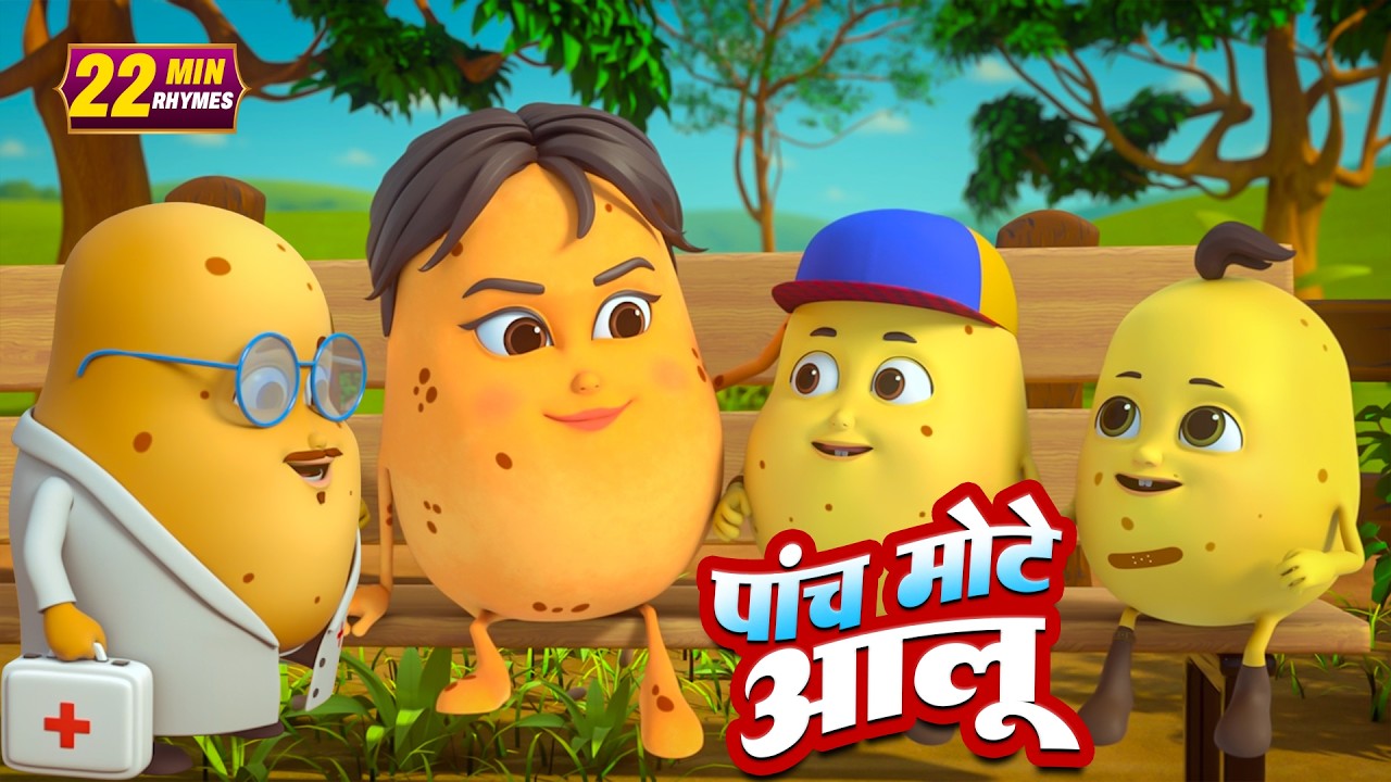 पांच मोटे आलू और रोमांचक नॉनस्टॉप राइम्स | 20 Minutes Non-Stop Hindi Rhymes | Minty Kids