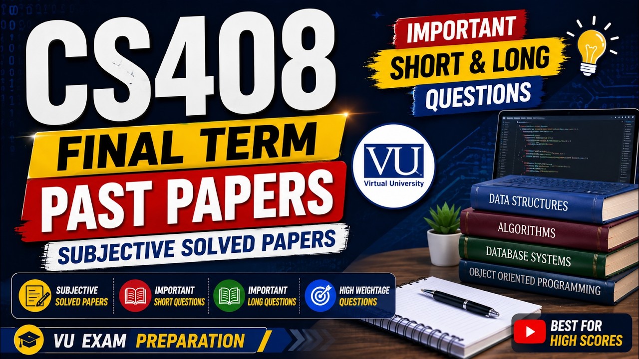 CS408 Final Term Past Papers | CS408 Subjective Solved Papers | Important Short & Long Questions