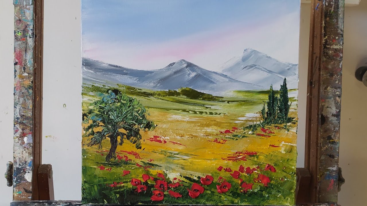 PEINTURE PAYSAGE  EN 20 MINUTES par Nelly LESTRADE