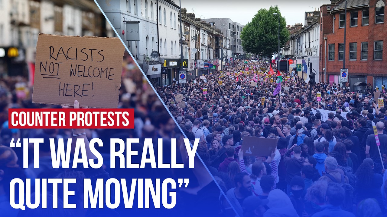 Thousands of counter-protesters hit back against far-right riots | LBC
