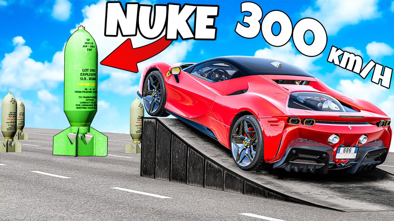 ❄️SAMOCHODY KONTRA 1000 BOMB ATOMOWYCH!? | BeamNG Drive |