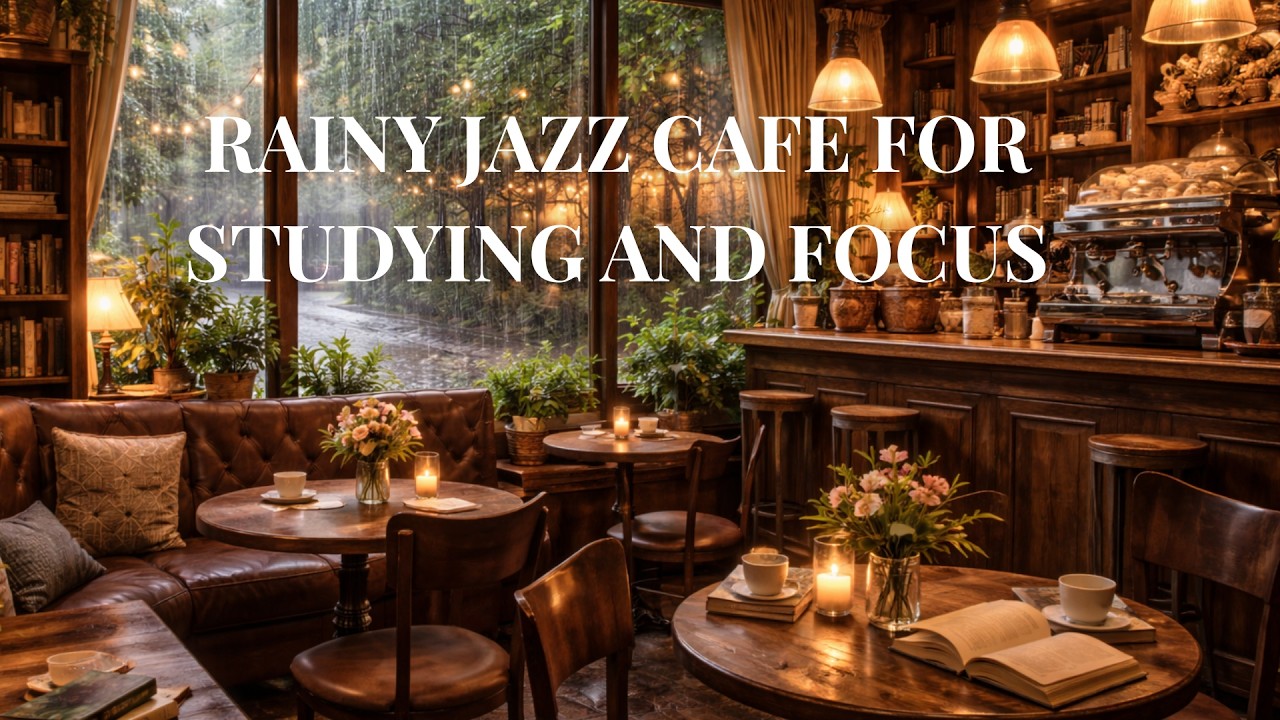 Rainy Café Ambience ☕🌧️ Light Jazz & Rain Sounds for ADHD Focus, Studying & Relaxing